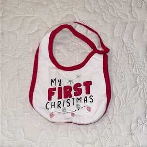 My First Christmas Baby Bib - Red and White